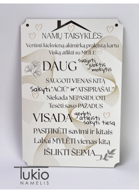 Lentelė "Namų taisyklės"